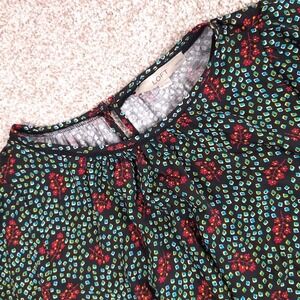 LOFT Floral Print Blouse Petite Medium Long Sleeve Top‎ Black Red Blue